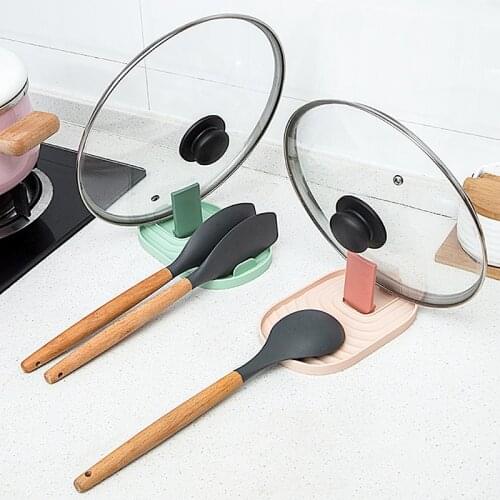 Plastic Kitchen Spoon Rest Storage Rack Fork Spatula Rack Pot Lid Holder Cooking Utensil Organizer Stand Heat Resistant Shelves