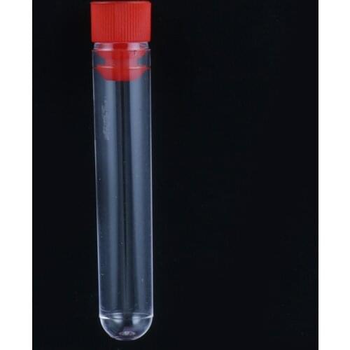 Hard Plastic Test Tube with Plug Cap 12x60mm Transparent Round Bottom Vial Container Laboratory Experiment Supplies 5 Pcs