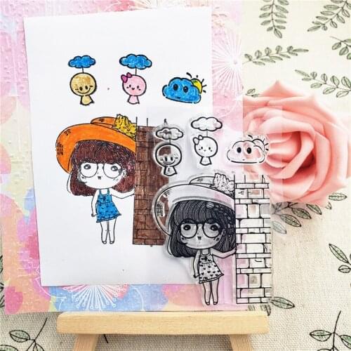 PANFELOU 6*9cm Sunny doll girl Transparent Silicone Rubber Clear Stamps cartoon for Scrapbooking/DIY Easter wedding album
