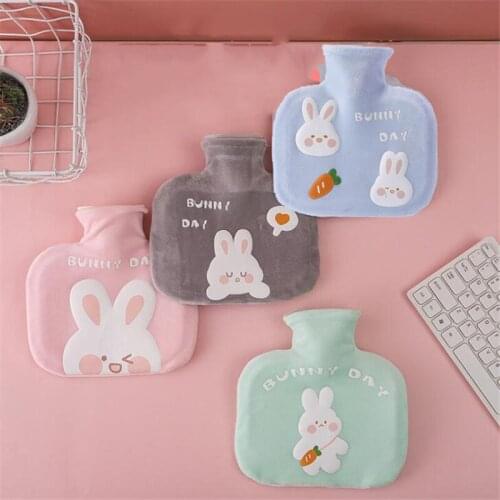 1L Cute Rabbit Hot Water Bottle Water Warm Water Bag Warm Hand Warmers Mini Portable Explosion-proof Plush Warm Baby Students