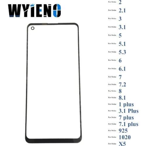 Wyieno Black Digitizer LCD Sensor Glass For Nokia 2 2.1 3 3.1 5 5.1 5.3 6 6.1 7 7.1 8 8.1 + plus Touch Screen Glass lens Panel