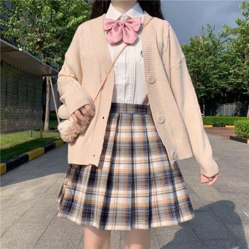 Japanese Cute Kawaii Pink Sweater Cardigan Female Autumn Loose Long Sleeve Knitting Tops College Style Girls Solid Sweaters Coat