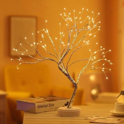 Pearl Tree LED Touch Creative Night Light Bedroom Decoration Small Book Light Romantic Birthday Gift Plug Radio Light