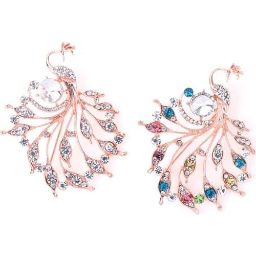 1Pc Rhinestone Peacock Brooches for Women Office Casual Clothes Brooch Pins Gift