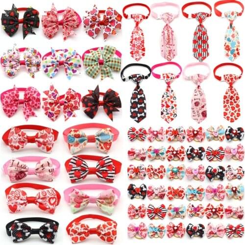 20 Pcs Dog Cats Pet Accessories For Small Medium Dogs Valentines Day Dog Hair Bows Accessories Bowtie Pet Necktie Pet Supplies