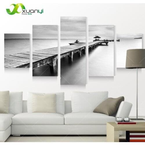 5 Piece Abstract Seascape Canvas Painting Poster And Prints Art Wall Decor Picture Modern Painting For Living Room Unframed