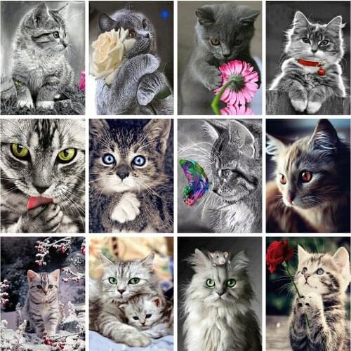 Diamond Art Cat Painting Handmade Diy 5D Embroidery Diamond Accessories Animal Paint Adults Crafts Home Room Decor