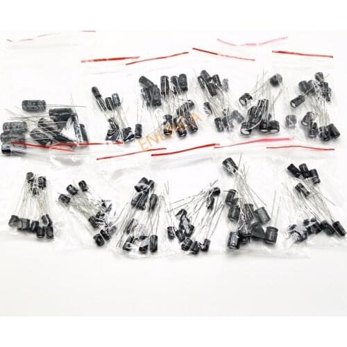 120pcs 1set 12values 16v 50v 0.22uf~470uf aluminum electrolytic capacitor 33uF 47uF 100uF 220uF 470uF 0.22uF 0.47uF 1uF 2.2uF