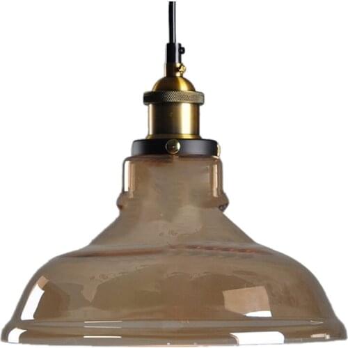American Amber Glass Lampshade Retro Ceiling Lamp Vintage Light Fixture Pendant Lamp for Living Room