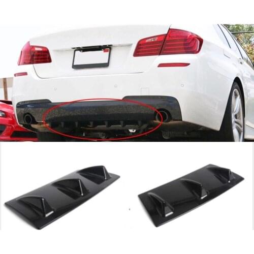 Car rear Bumper 3D Shark Stickers 5 Fin Shark Style Plastic Universal Black Rear Bumper Lip Chassis Diffuser Spoiler RS-LKT025M
