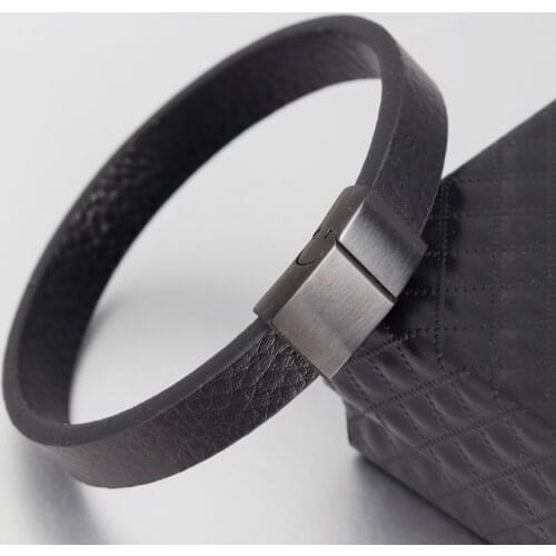 Genuine Braided Leather Bracelet for Men Women Stainless Steel Magnetic Buckle Charm Cuff Bangle Gift Men Jewelry