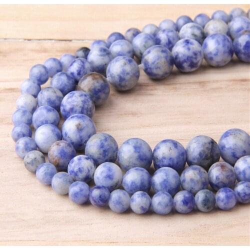 Natural Sodalite Beads 6 mm 8 mm 10 mm 12 mm Polished Round Blue Spot Beads For DIY Jewelry Making Bracelet & Mala Necklace