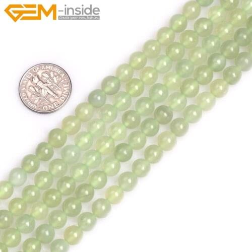 Gem-inside Natural Round Hua Show Jades Stone Beads For DIY Jewelry Making Strand 15inches Loose DIY