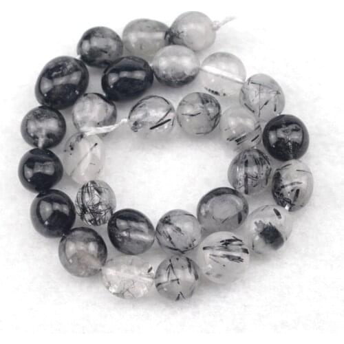 8-10mm freeform Black Rutilated Quartz beads natural stone beads DIY loose beads for jewelry making strand 15inches wholesale