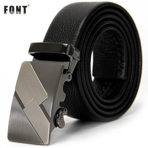 Black Business Genuine Leather Belt For Men Automatic Buckle Luxury Design 100% Cowhide Leather Men Belts