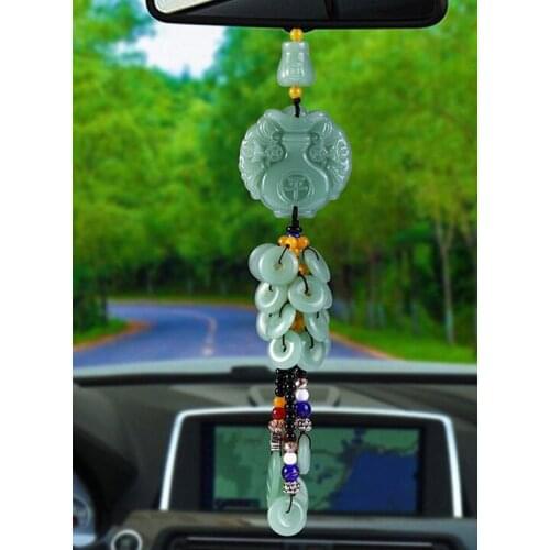 Business gifts stone Stone safe car Jade beads Safe buckle Creative pendant car Int beads safety buckle creative hanging crafts