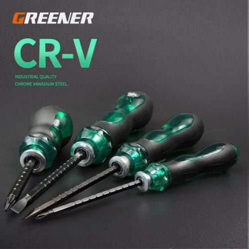 Greener Dual-purpose screwdriver Telescopic screwdriver cross word Household Bits ratchet wheel Screw Driver Repair Hand Tools