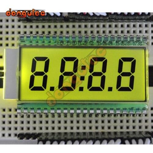EDC190 40PIN TN Positive 4 Digits Segment LCD Display Panel Yellow Green Backlight 3V Digital Tube Clock Display