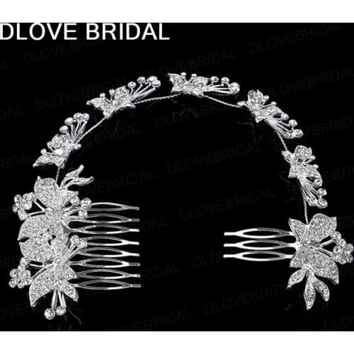Elegant Butterfly Hair Comb Crystal Rhinestone Hair Jewelry Accessory Bridal Wedding Party Headpiece Crown