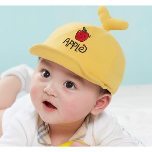 Hot Sale Baby Cap Men and Women Childrens Hat Sun Shade Windproof Cotton Comfortable Fruit Letter Pattern 0-2 Years Old