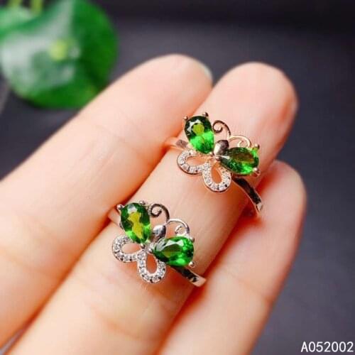 KJJEAXCMY fine jewelry natural Diopside 925 sterling silver women gemstone ring support test noble