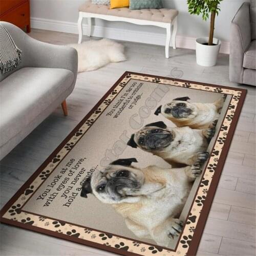 Pug rug area funny dog collection carpet Floor Mat Rug Non-slip Mat Dining Room Living Room Soft Bedroom Carpet 01