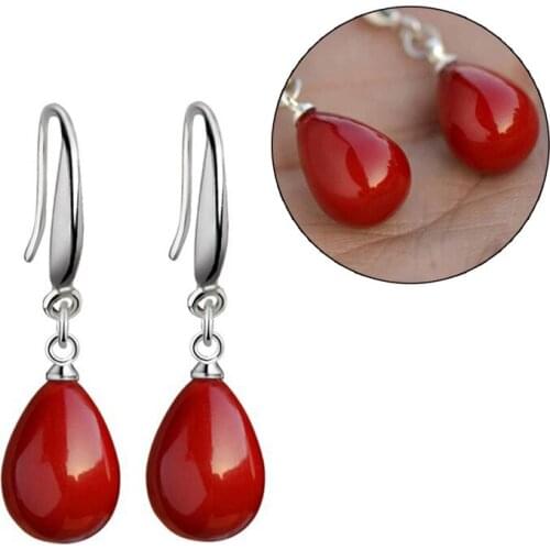 Pearl Red Drop Earring for Women Fancy Colorful Simulated-pearl Long Earring Trendy Jewelry Gift