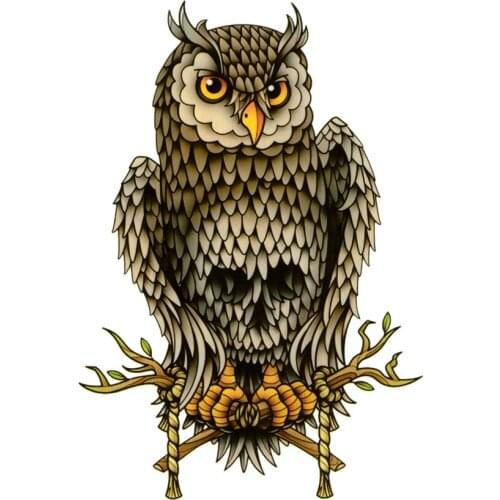Colorful skull owl waterproof temporary tattoos men tatuajes flash tattoo beauty animals tatoo sleeve tattoo sticker arm