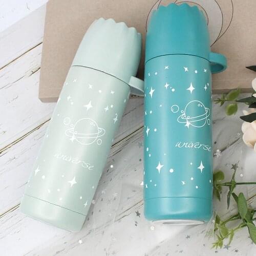 Creative Cute Starry Sky Thermos Stainless Steel Drinking Water Bottle with Lid Outdoor Portable Leakproof Cup for Girl Student