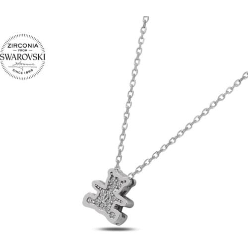 KUTAYDAN Swarovski Zirconia Cubic Zirconia Teddy Bear Pendant 925 Sterling Silver