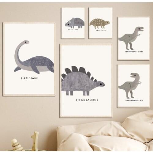 Cute Dinosaur Tyrannosaurus Jurassic Wall Art Canvas Painting Nordic Posters And Prints Wall Pictures Kids Room Kawaii Decor