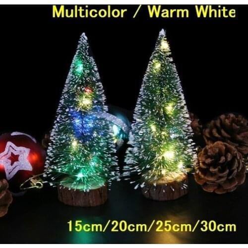 1pc LED Light Mini Artificial Christmas Trees Decorations Festival Tabletop Miniature Snow Frost Xmas Tree Decor 4Sizes