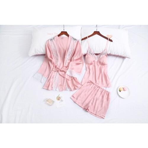 Fashionable Robe Womens Lace Pyjamas for Women Lovely Shorts Female Sexy Pajama Sets 2021 Sleepwear Spring And Summer Home Suit