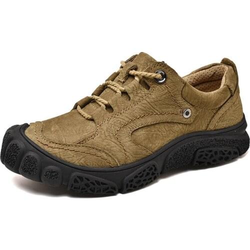 Men Hiking Shoes Autumn Winter Genuine Leather Breathable Military Tactical Shoes Outdoor Camping Climbing Trekking Sports Shoes