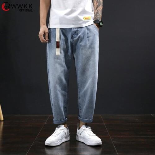 WWKK 2020 new special design elastic boyfriend for men jeans man plus size loose jeans high waist stretch denim haren pants Male