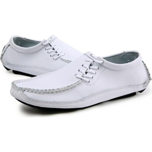 Leather Lace Men 2019 Casual Shoes Luxury Brand 2019 Mens Loafers Moccasins Breathable Slip on Black Driving Shoes R2-41