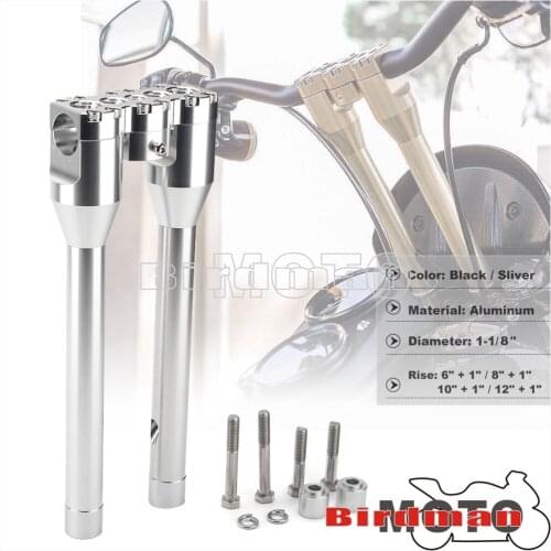 28MM Motocross MX Universal Upright Handlebar Risers 1-1/8" Clamp 6" 8" 10" 12" Clip On Riser Bolt Kit for Harley Honda Suzuki