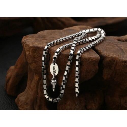Genuine Solid 925 Sterling Thai Silver box Chain Mens Necklace Jewelry gift A4636