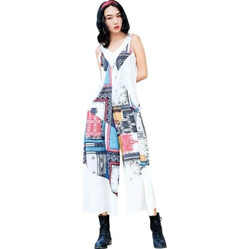 Popular Clothing Ethnic style V collar sleeveless wide leg skirt Beach skirt Womens jumpsuits