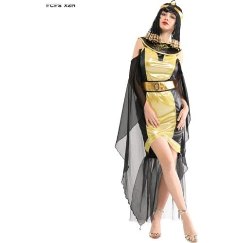 Sexy Woman Halloween Egyptian Pharaoh Queen Cleopatra Costumes Female Goddess Cosplays Carnival Purim Masquerade Bar party dress