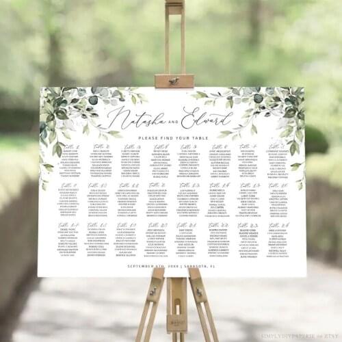 Blooming Plant Series - Wedding Seating Chart Printable Seating Template Editable Seating Arrangement Event Seating Chart Guest
