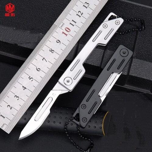 1PCS Stainless Steel Utility Knife Mini Folding Knife Outdoor Camping Tactics Emergency Medical Scalpel EDC Portable No Blade