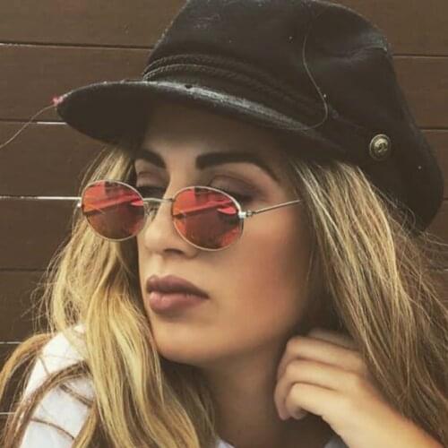 FEISHINI Celebrity Sunglasses Women Polarized Brand Designer Original Luxury Tiny Metal Oval Fashion Red Drive Glasses Men Retro