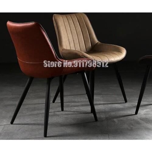 Nordic Light Luxury Dining Chair Leather Backrest Negotiation Desk Chair Household Single Makeup Chair Modern Simple Leisure Sto