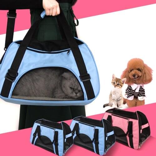 Soft-Sided Carriers Portable Pet Bag Dog Carrier Foldable Bags Blue Cat Carrier Outgoing Travel Breathable Pets Handbag