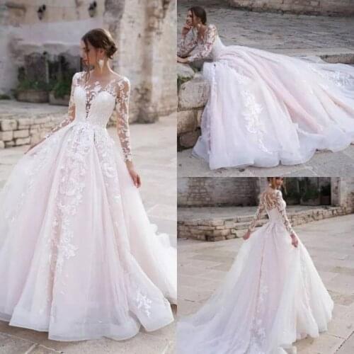 Princess Rush Wedding dress Long sleeve 2020 veil Chapel Zug Applique Vestido De Noiva Bridal gown