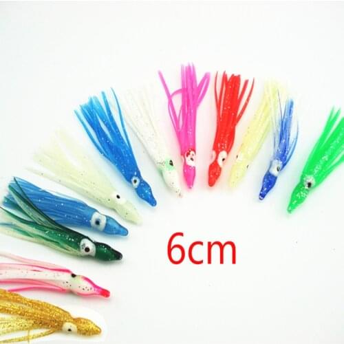 100Pcs*6cm Luminous Fishing octopus skirt squid lure octopus Jig soft bait squid lures Sea Fishing Saltwater