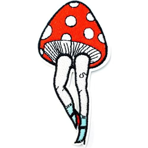 Walking Mushroom 5.0x10cm Cloth Badges Patch Jeans Bag Hat Clothes Apparel Sewing Decoration Applique Bagde Patches Accessories