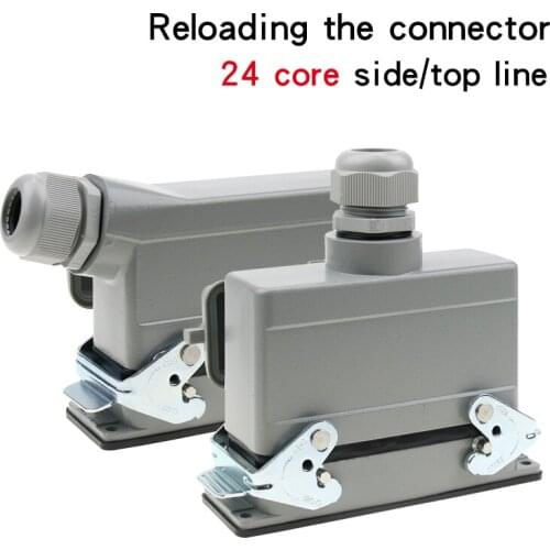 He-24-5 24-core heavy-duty connector rectangular plug aviation plug push out measure the base with cover high base with cover16A