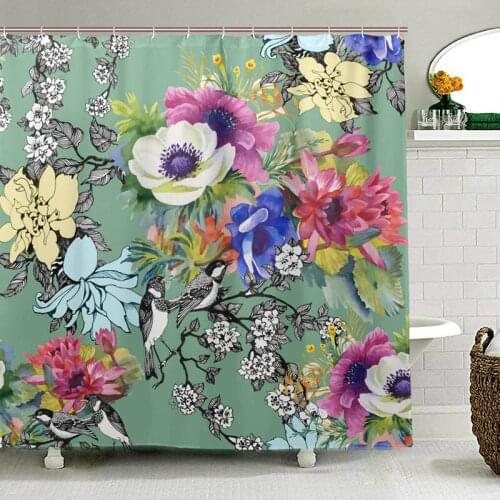 Flower House Decor Bathroom Curtain Waterproof Polyester Fabric Shower Curtains for Bath Bathtub Curtain with 12 Hoooks Dropship